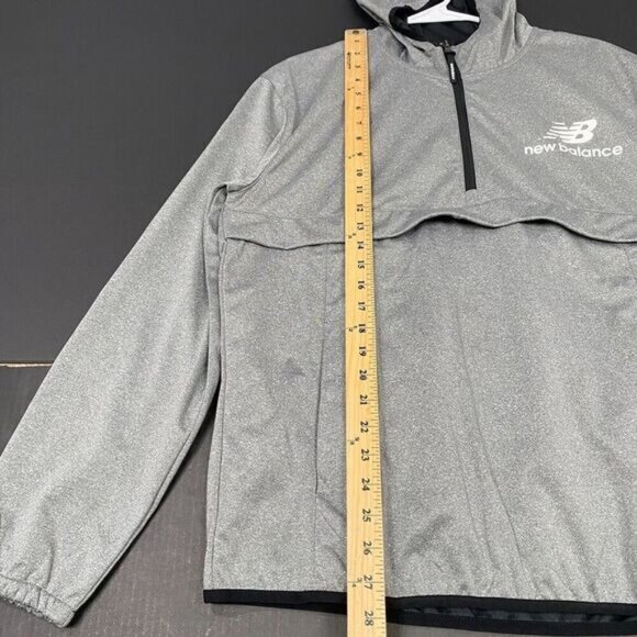 New Balance Mens Size M  1/4 Zip Water Resistant Soft Shell Hooded Jacket Gray - Picture 4 of 14
